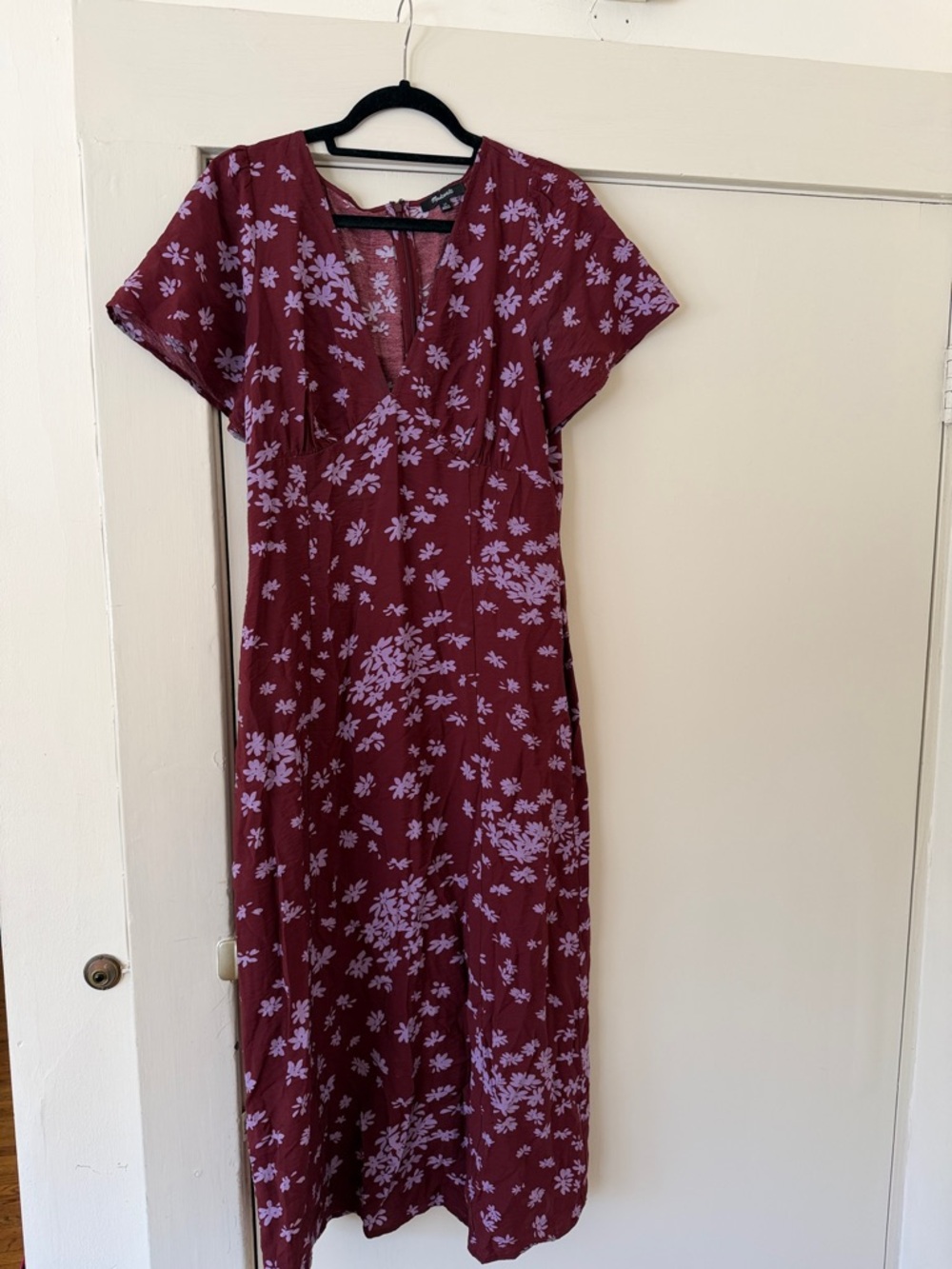 Madewell Burgundy Maxi Dress with Lavender Floral Print